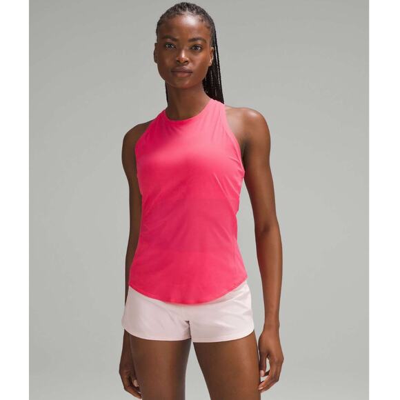 Lululemon Nulux Slim-Fit Tank Top Lip Gloss High Neck Sz 6 Hot Pink Running Gym - Picture 1 of 7